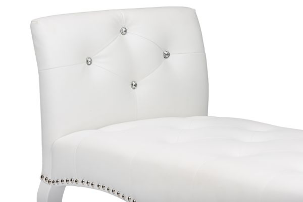 Kristy Modern and Contemporary White Faux Leather Classic Seating Bench