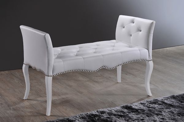 Kristy Modern and Contemporary White Faux Leather Classic Seating Bench