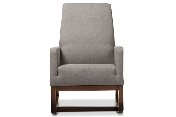 Yashiya Mid-century Retro Modern Grey Fabric Upholstered Rocking Chair