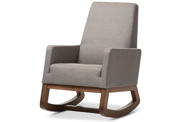 Yashiya Mid-century Retro Modern Grey Fabric Upholstered Rocking Chair