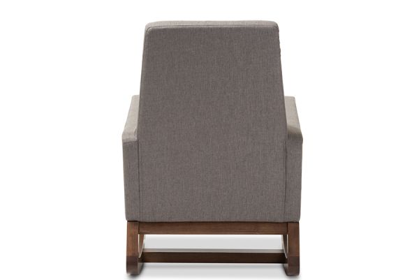 Yashiya Mid-century Retro Modern Grey Fabric Upholstered Rocking Chair