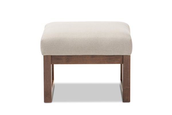 Yashiya Mid-century Retro Modern Light Beige Fabric Upholstered Ottoman Stool