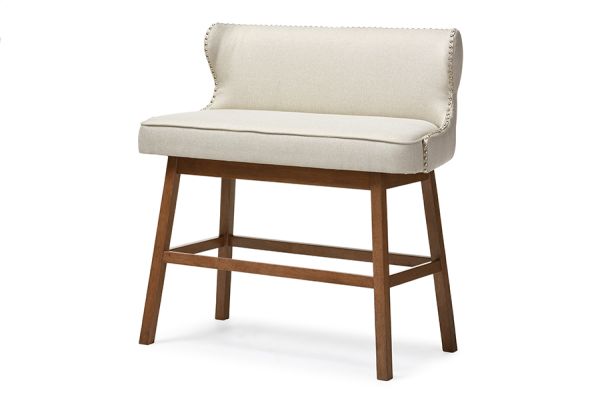 Gradisca Modern and Contemporary Light Beige Fabric Button-tufted Upholstered Bar Bench Banquette