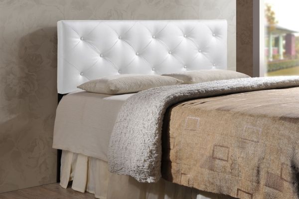 Baltimore Modern and Contemporary Full White Faux Leather Upholstered Headboard