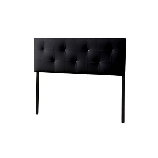 Dalini Modern and Contemporary Full Black Faux Leather Headboard with Faux Crystal Buttons