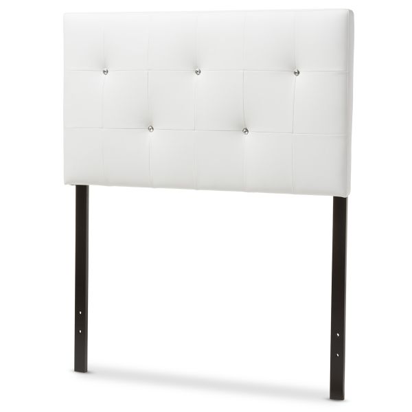 Kirchem Modern and Contemporary White Faux Leather Upholstered Twin Size Headboard 