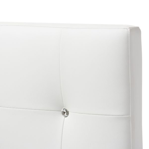 Kirchem Modern and Contemporary White Faux Leather Upholstered Twin Size Headboard 