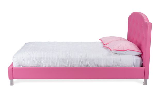 Canterbury Modern and Contemporary Hot Pink Faux Leather Queen Size Platform Bed
