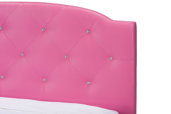 Canterbury Modern and Contemporary Hot Pink Faux Leather Queen Size Platform Bed