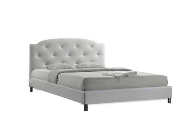 Canterbury White Leather Contemporary Full-Size Bed