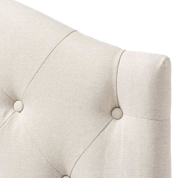 Myra Modern and Contemporary Light Beige Fabric Upholstered Button-Tufted Scalloped Twin Size Headboard 