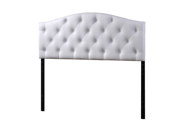 Myra Modern and Contemporary Full Size White Faux Leather Upholstered Button-tufted Scalloped Headboard
