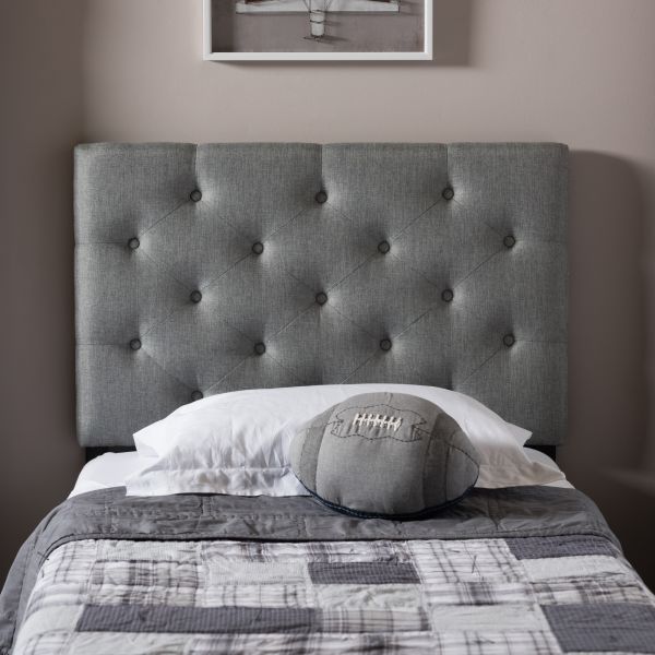 Viviana Modern and Contemporary Grey Fabric Upholstered Button-Tufted Twin Size Headboard 