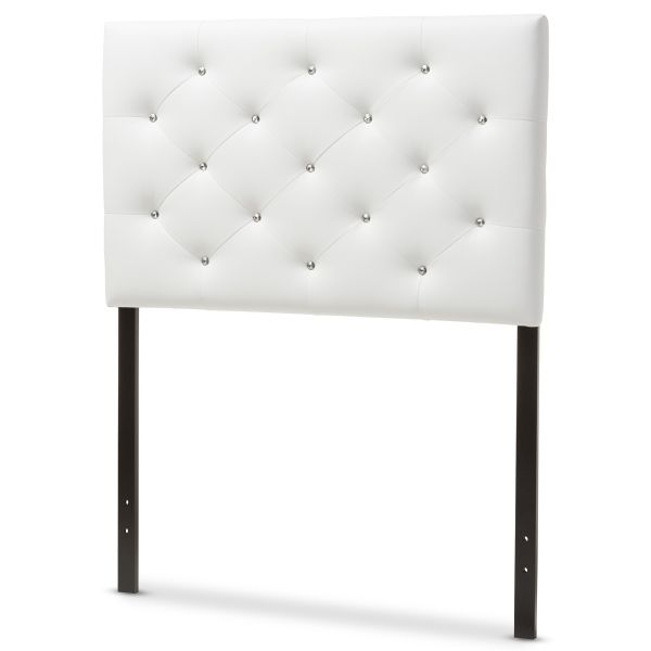 Viviana Modern and Contemporary White Faux Leather Upholstered Button-Tufted Twin Size Headboard 