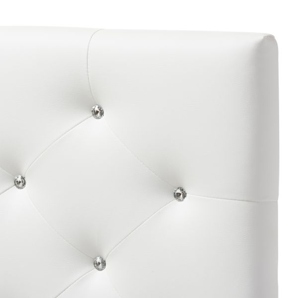 Viviana Modern and Contemporary White Faux Leather Upholstered Button-Tufted Twin Size Headboard 