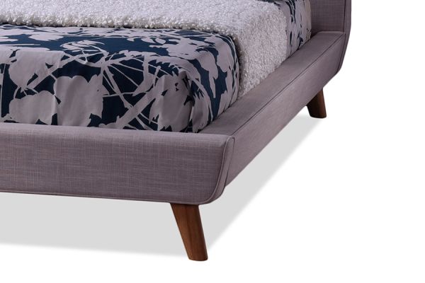 Jonesy Scandinavian Style Mid-century Beige Fabric Upholstered Queen Size Platform Bed