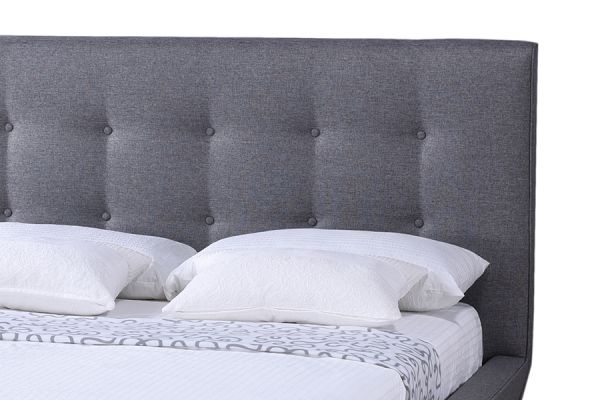 Jonesy Scandinavian Style Mid-century Grey Fabric Upholstered Queen Size Platform Bed