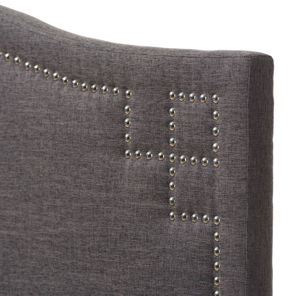 Aubrey Modern and Contemporary Dark Grey Fabric Upholstered Queen Size Headboard