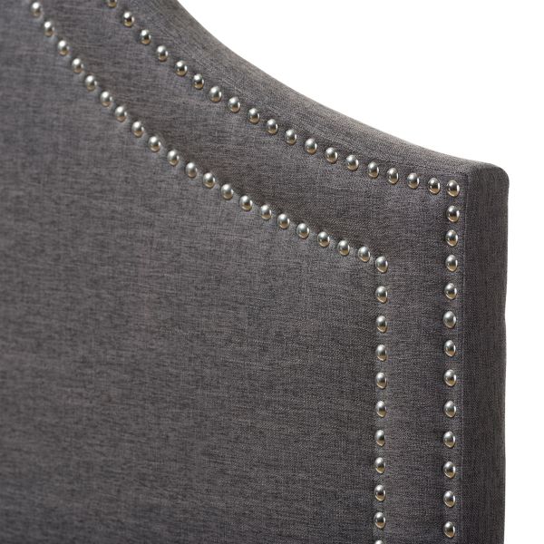 Avignon Modern and Contemporary Dark Grey Fabric Upholstered Full Size Headboard
