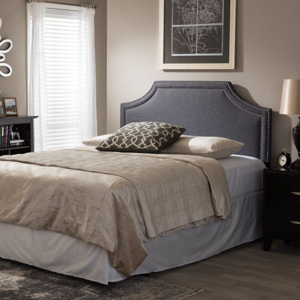 Avignon Modern and Contemporary Dark Grey Fabric Upholstered Full Size Headboard