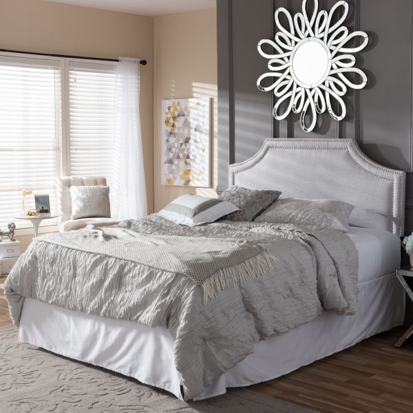 Avignon Modern and Contemporary Grayish Beige Fabric Upholstered Full Size Headboard