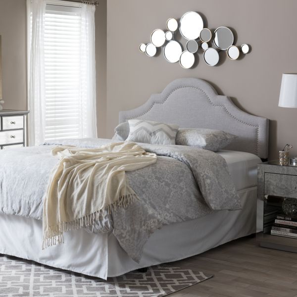 Rita Modern and Contemporary Grayish Beige Fabric Upholstered Queen Size Headboard