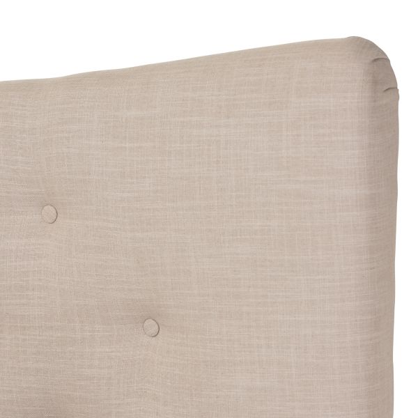 Hannah Mid-Century Modern Beige Linen Queen Size Platform Bed