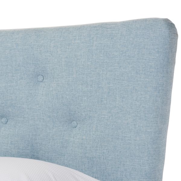 Hannah Mid-Century Modern Sky Blue Fabric Queen Size Platform Bed