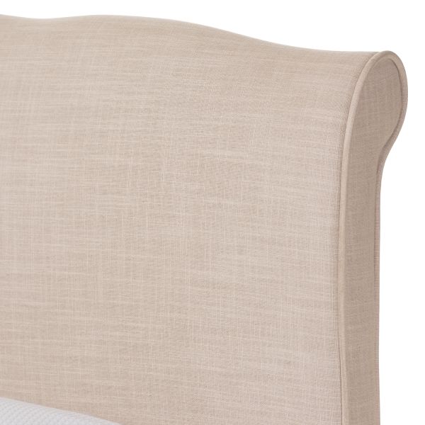 Fannie French Classic Modern Style Beige Linen Fabric Full Size Platform Bed