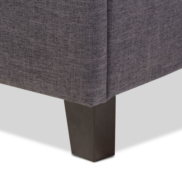 Lea Modern and Contemporary Dark Grey Fabric Queen Size Storage Platform Bed