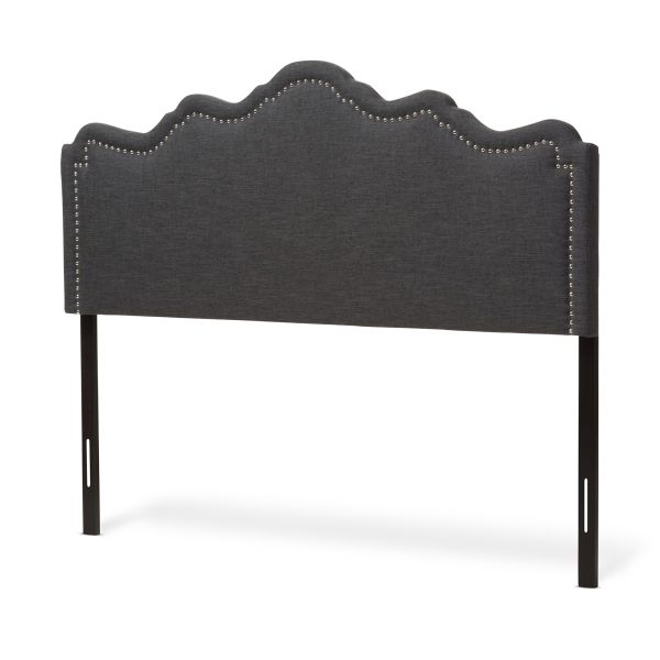 Nadeen Modern and Contemporary Dark Grey Fabric King Size Headboard