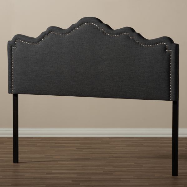 Nadeen Modern and Contemporary Dark Grey Fabric King Size Headboard