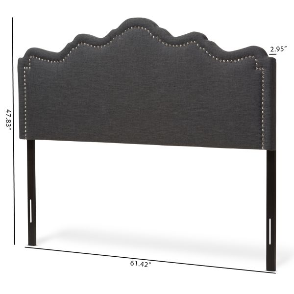 Nadeen Modern and Contemporary Dark Grey Fabric King Size Headboard