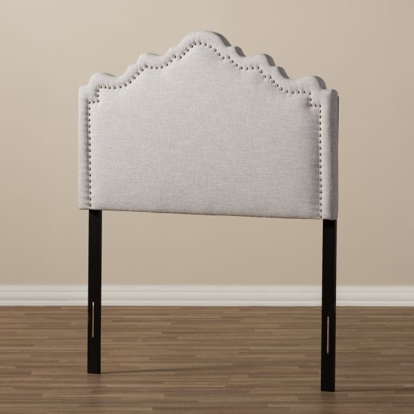 Nadeen Modern and Contemporary Greyish Beige Fabric Twin Size Headboard