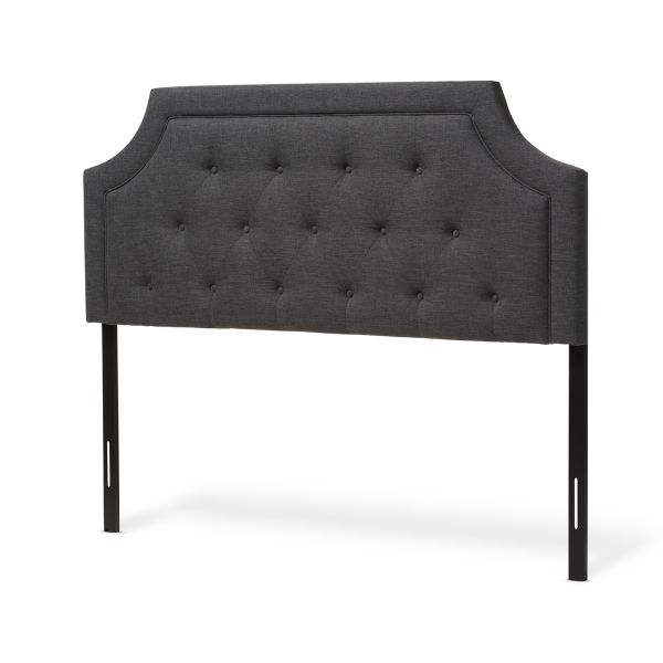 Mars Modern and Contemporary Dark Grey Fabric Queen Size Headboard