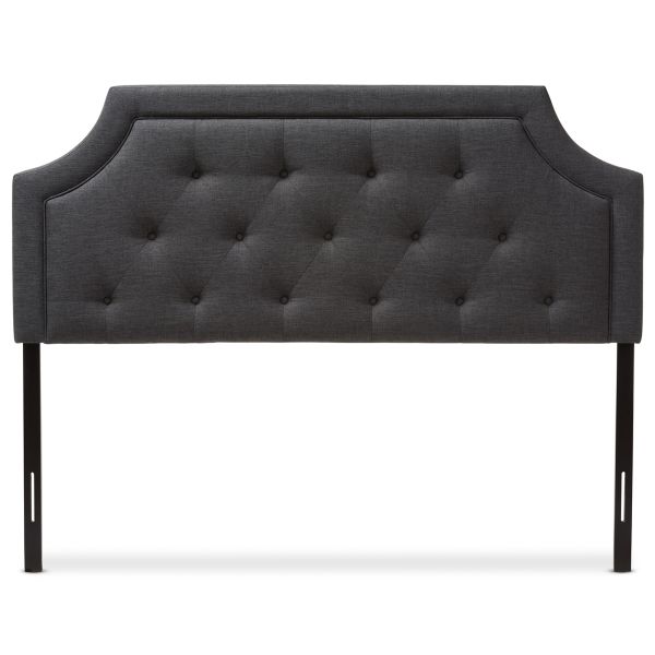 Mars Modern and Contemporary Dark Grey Fabric Queen Size Headboard