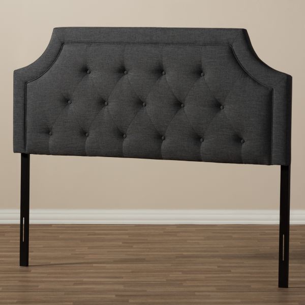 Mars Modern and Contemporary Dark Grey Fabric Queen Size Headboard