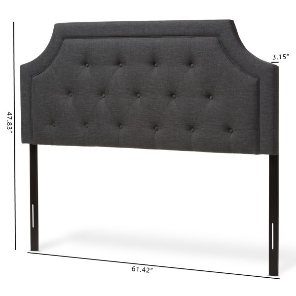 Mars Modern and Contemporary Dark Grey Fabric Queen Size Headboard
