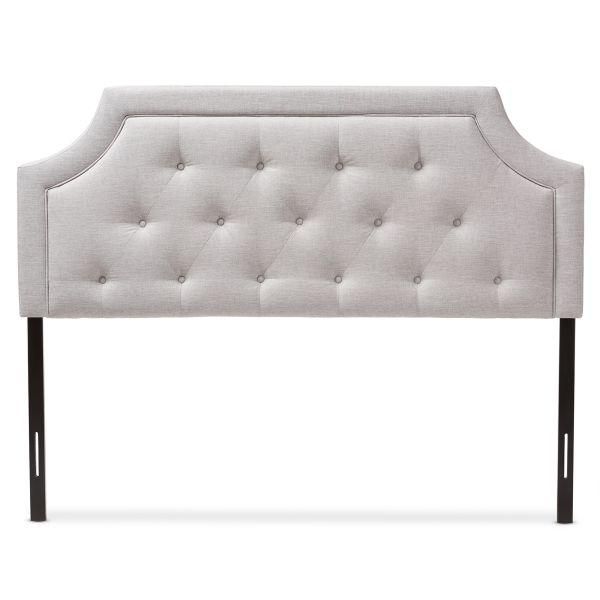 Mars Modern and Contemporary Greyish Beige Fabric Queen Size Headboard