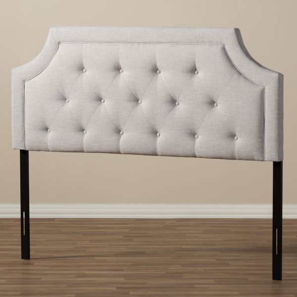 Mars Modern and Contemporary Greyish Beige Fabric King Size Headboard