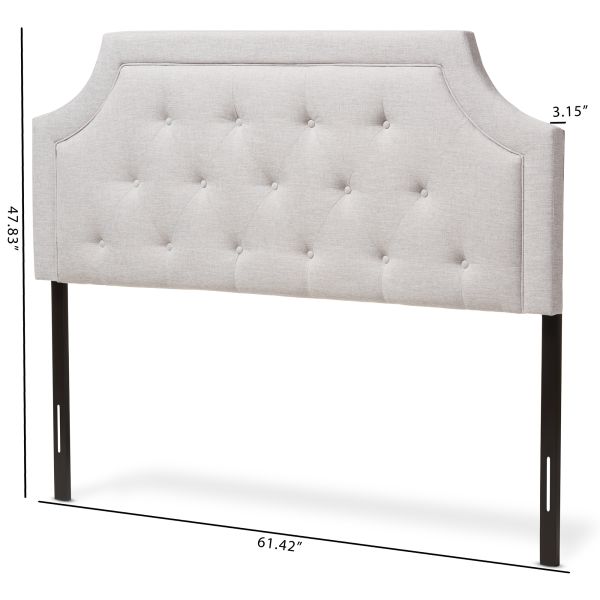 Mars Modern and Contemporary Greyish Beige Fabric Queen Size Headboard