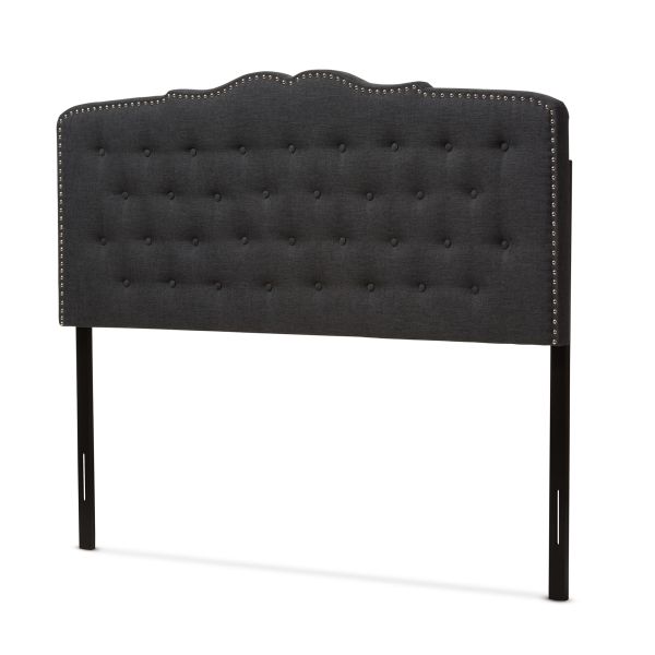 Lucy Modern and Contemporary Dark Grey Fabric Queen Size Headboard