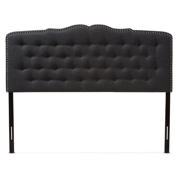 Lucy Modern and Contemporary Dark Grey Fabric Queen Size Headboard