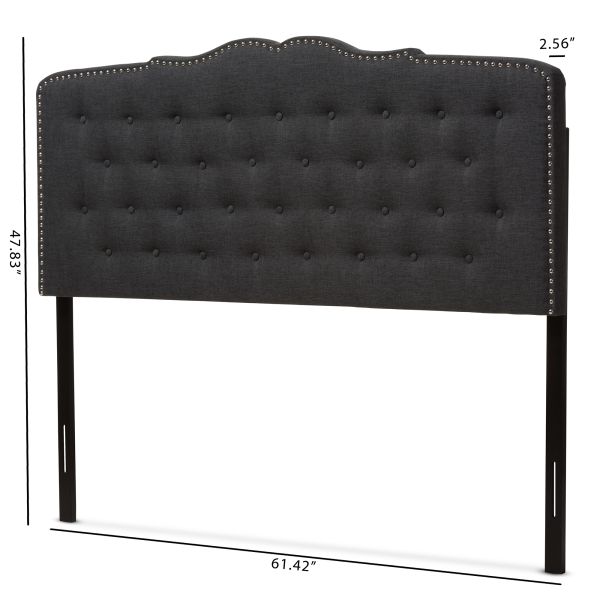 Lucy Modern and Contemporary Dark Grey Fabric Queen Size Headboard