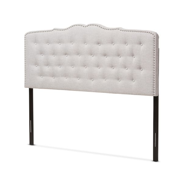 Lucy Modern and Contemporary Greyish Beige Fabric King Size Headboard