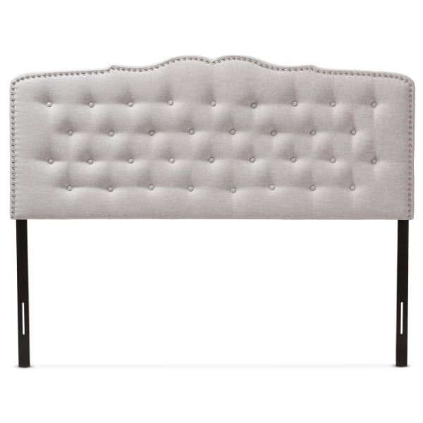 Lucy Modern and Contemporary Greyish Beige Fabric King Size Headboard