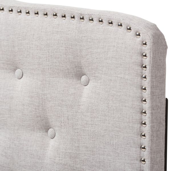 Lucy Modern and Contemporary Greyish Beige Fabric King Size Headboard