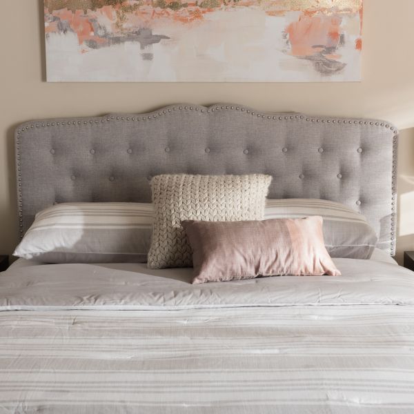 Lucy Modern and Contemporary Greyish Beige Fabric King Size Headboard