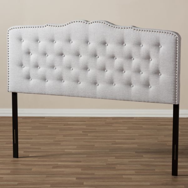 Lucy Modern and Contemporary Greyish Beige Fabric King Size Headboard