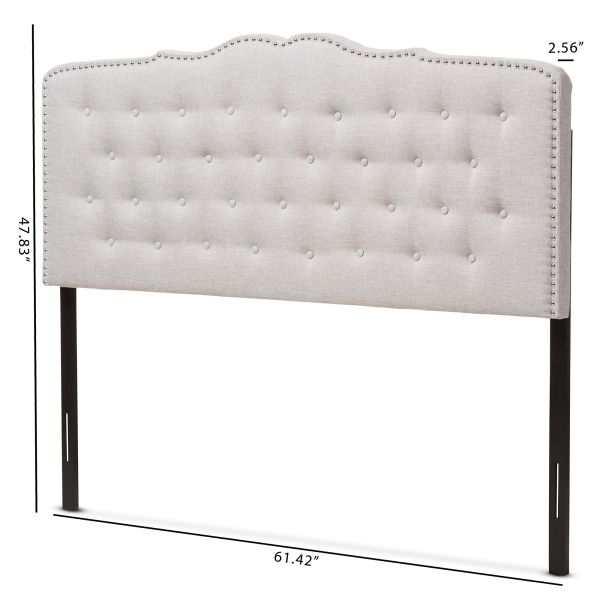 Lucy Modern and Contemporary Greyish Beige Fabric King Size Headboard